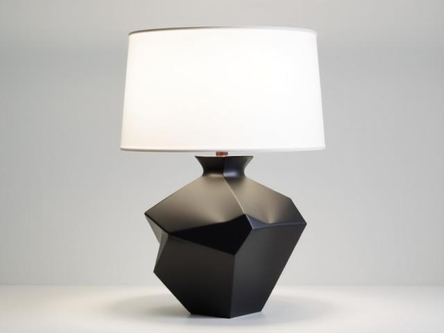 Matte black ceramic table lamp