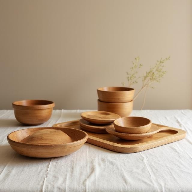 A collection of bamboo home accessories