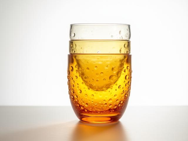Hand-blown recycled glass tumblers in soft amber